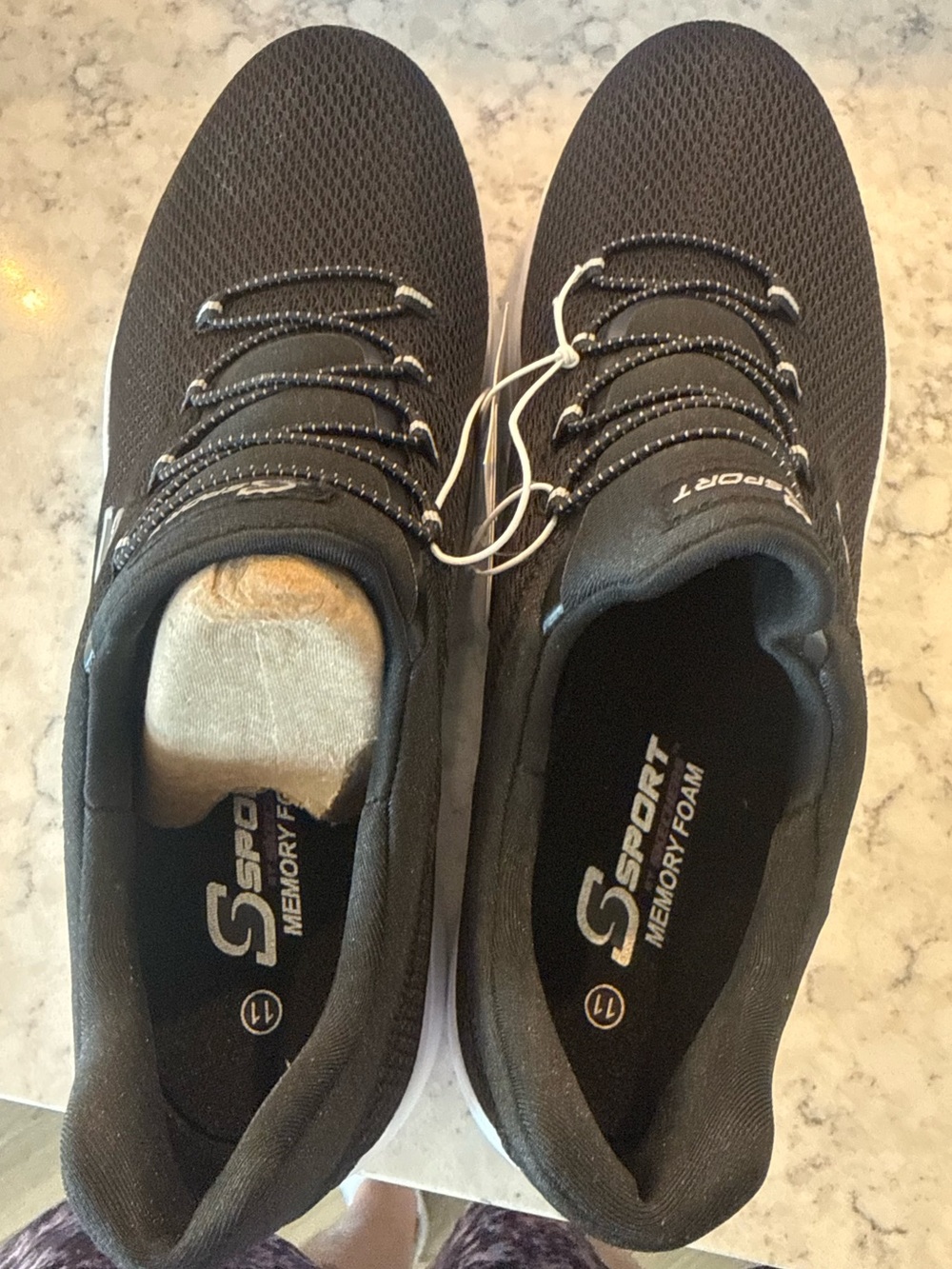Skechers Black and White Slip-On Athletic Sneakers - Picture 5 of 6